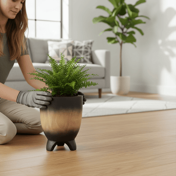 Arlo Large Wooden Black Ombre Planter