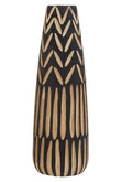 Arlo Large Wooden Engraved Vase In Black And Natural