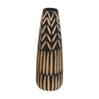 Arlo Large Wooden Engraved Vase In Black And Natural