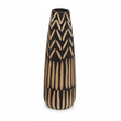 Arlo Large Wooden Engraved Vase In Black And Natural