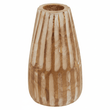 Arlo Large Wooden Engraved Vase In Black And Natural