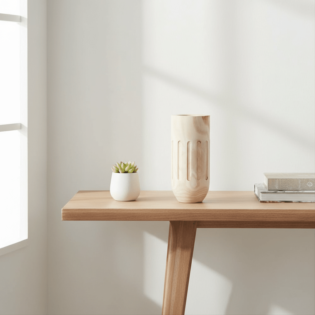 Arlo Natural Engraved Wooden Vase.