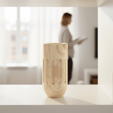 Arlo Natural Engraved Wooden Vase.
