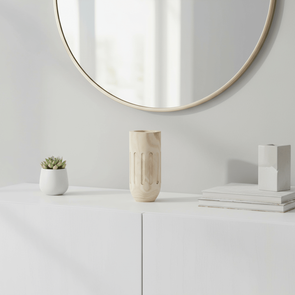 Arlo Natural Engraved Wooden Vase.
