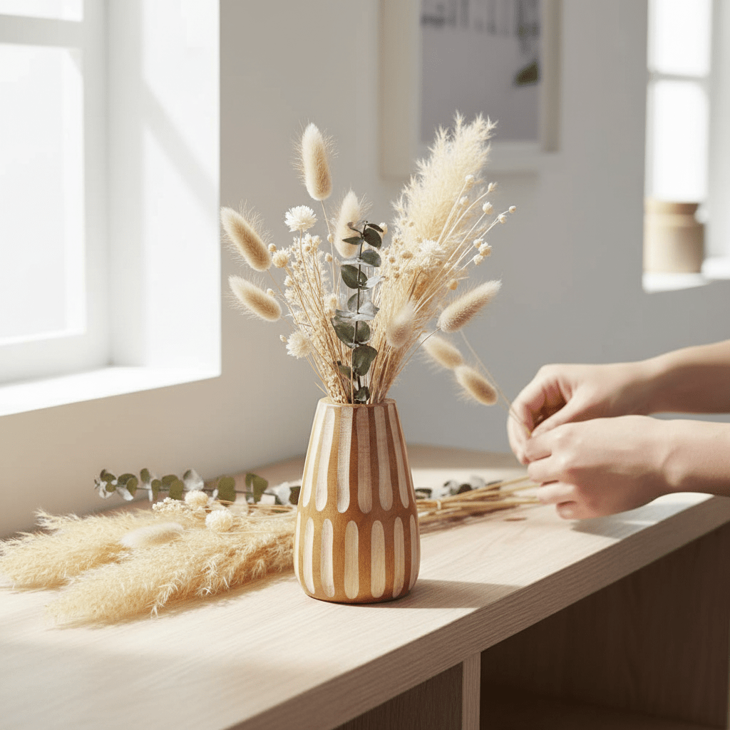 Arlo Small Brown And Natural Wooden Vase