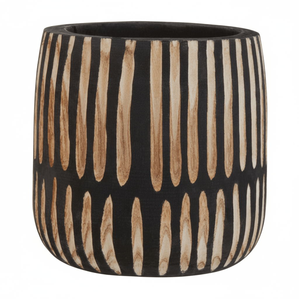 Arlo Small Engraved Natural And Black Planter