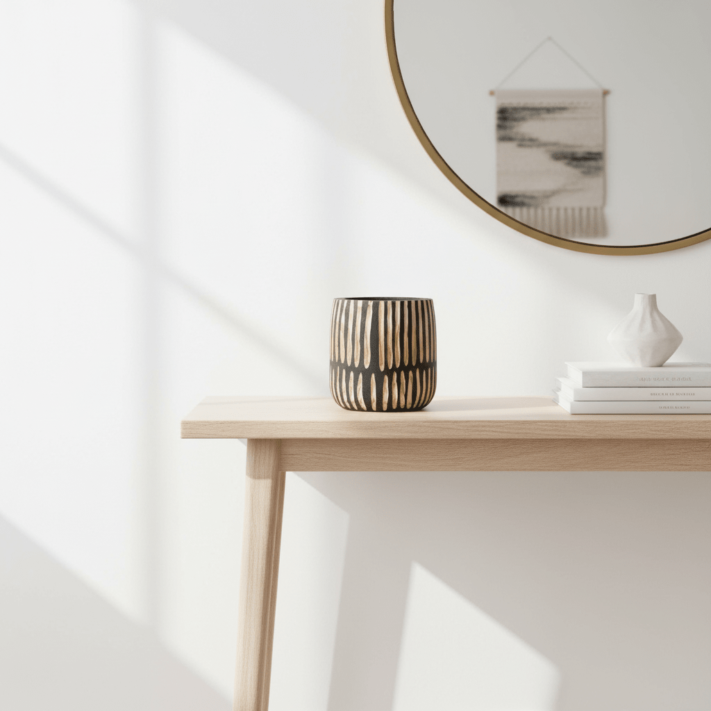 Arlo Small Engraved Natural And Black Planter