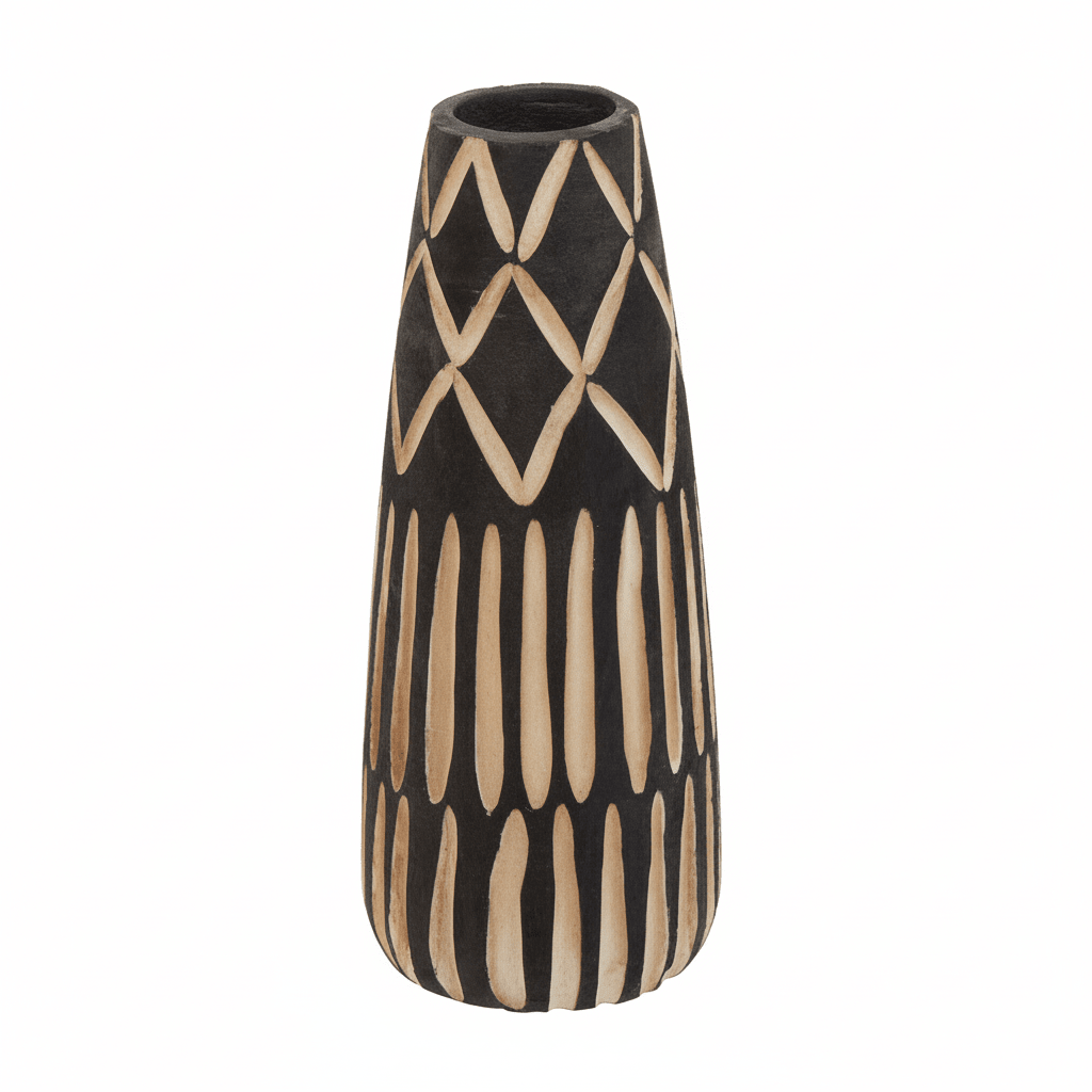 Arlo Small Engraved Wooden Vase.