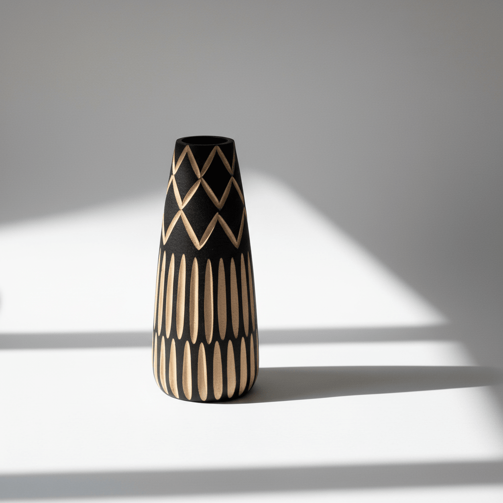 Arlo Small Engraved Wooden Vase.