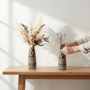 Arlo Small Engraved Wooden Vase.