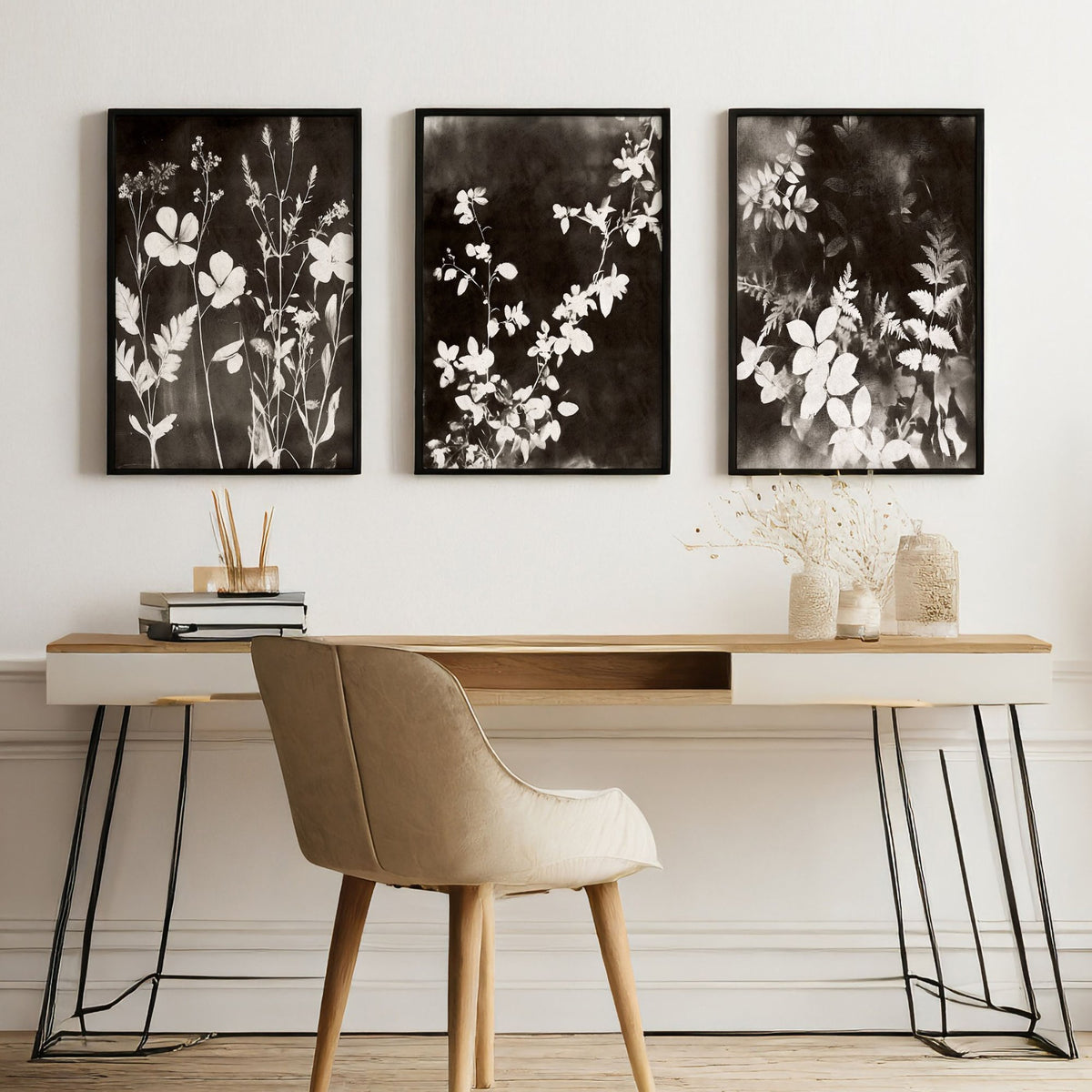 Art Abstract Nature Botanical Mink wall art displayed on a wall in a styled room — view 4