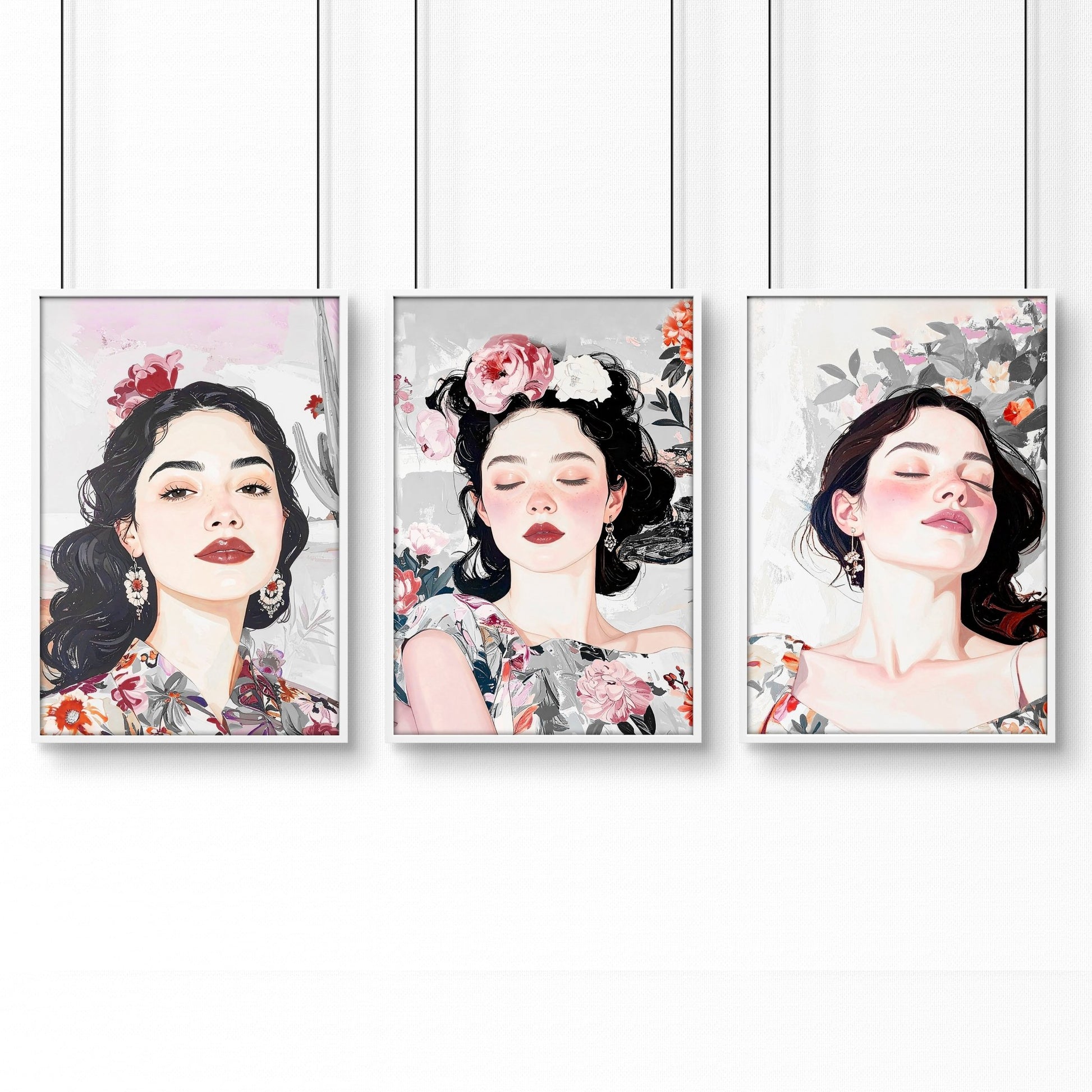 Art Decor For Bedroom Wall | Set of 3 Boho Women Wall art Prints