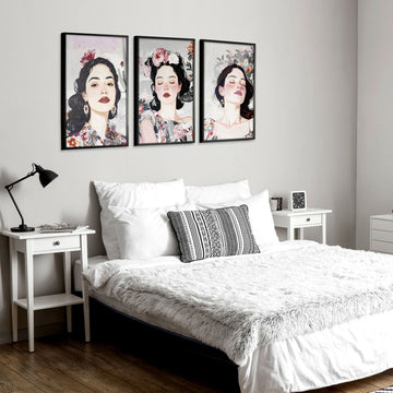 Art Decor For Bedroom Wall | Set of 3 Boho Women Wall art Prints