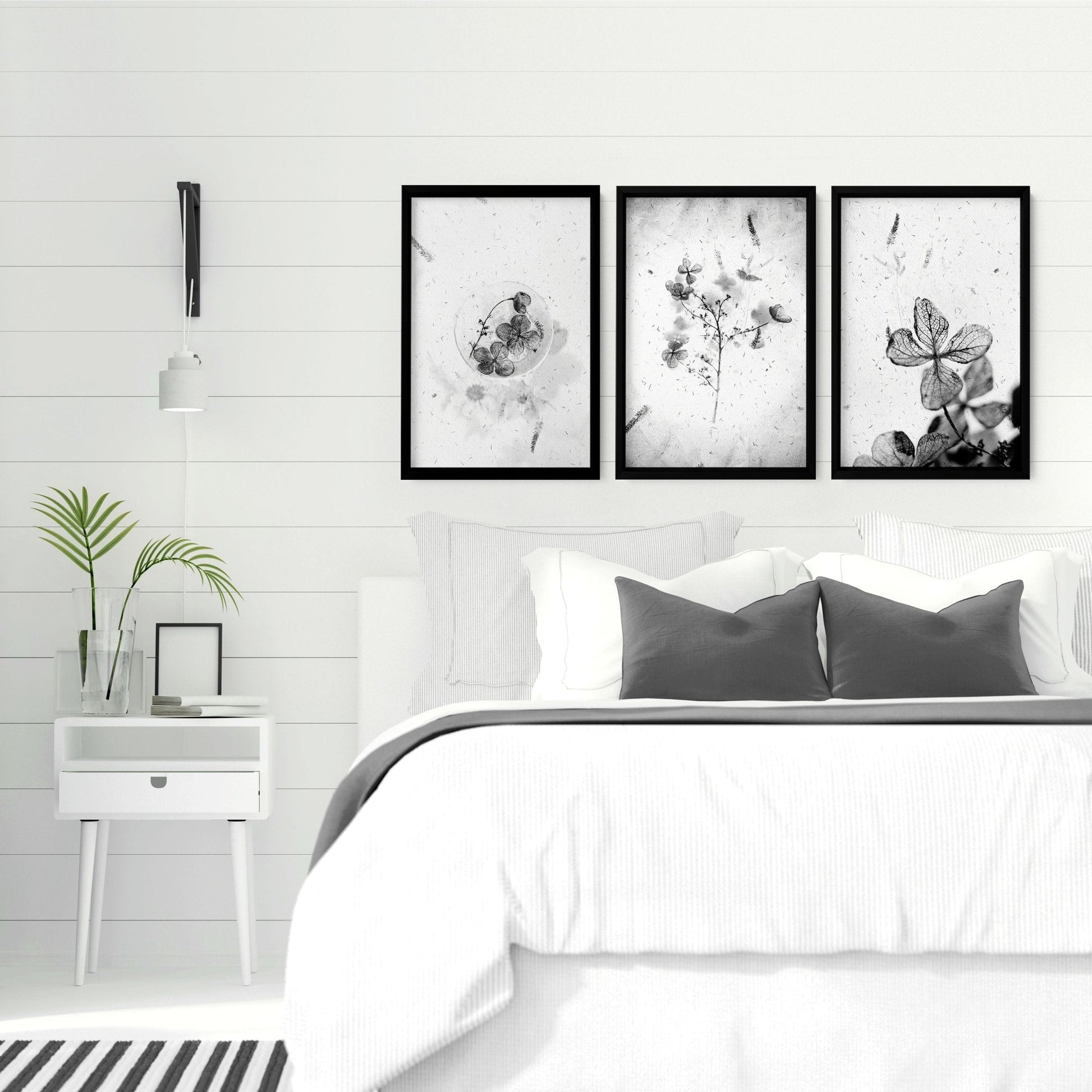 Bedroom art prints | set of 3 framed wall prints