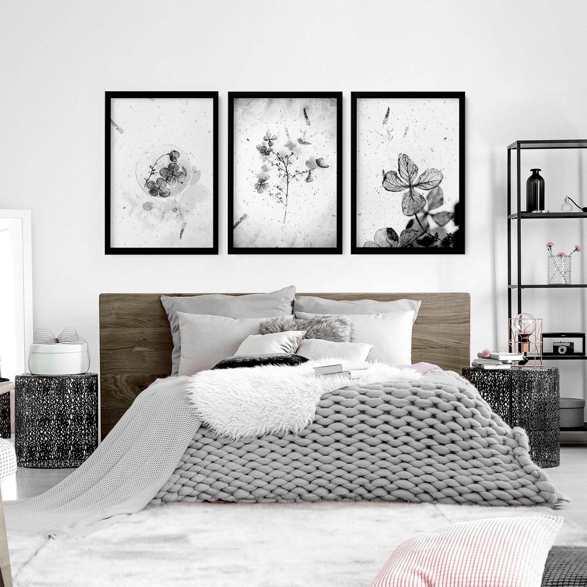 Bedroom art prints | set of 3 framed wall prints