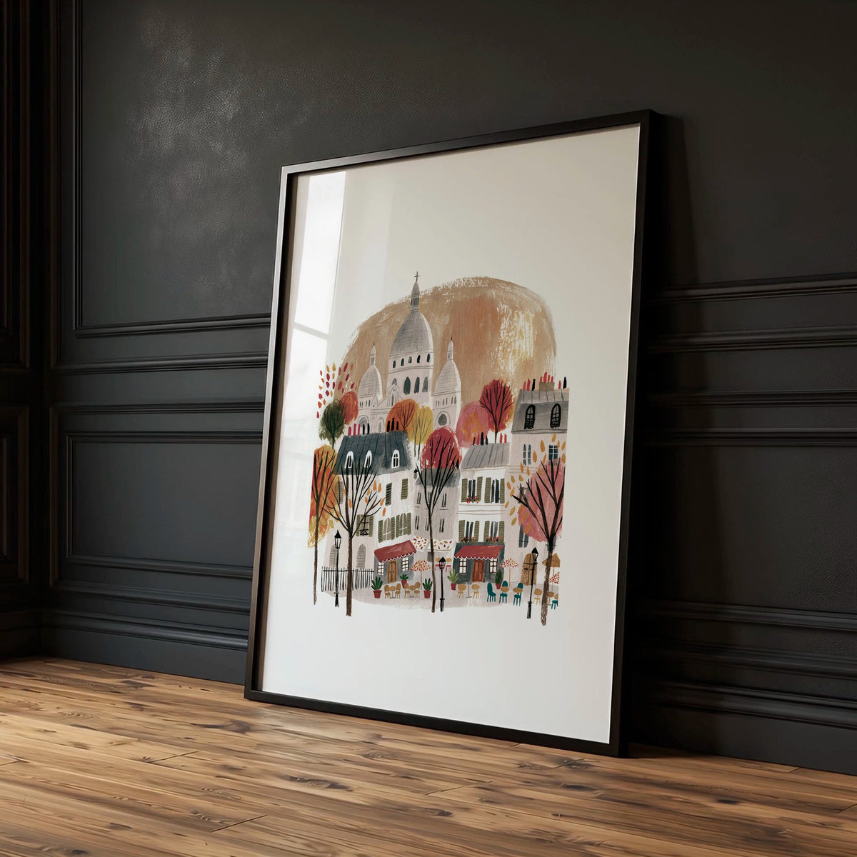 Art for Bedroom Autumn Paris Travel wall art | "Une pause à la Parisienne" Louvre & Montmartre — piece 2 of 3 in the set