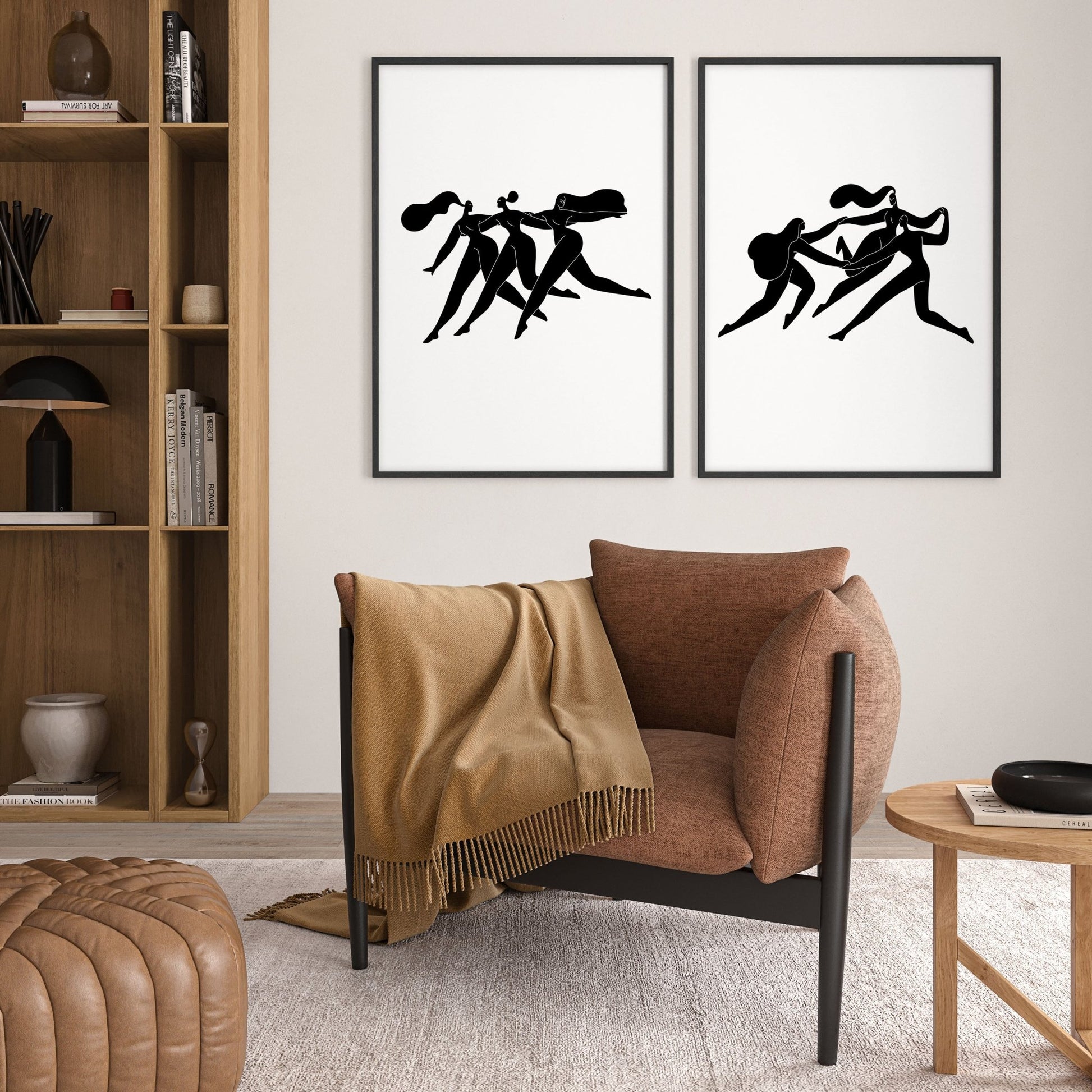 Art For Hallway | Set of 2 Boho Women Wall art Prints