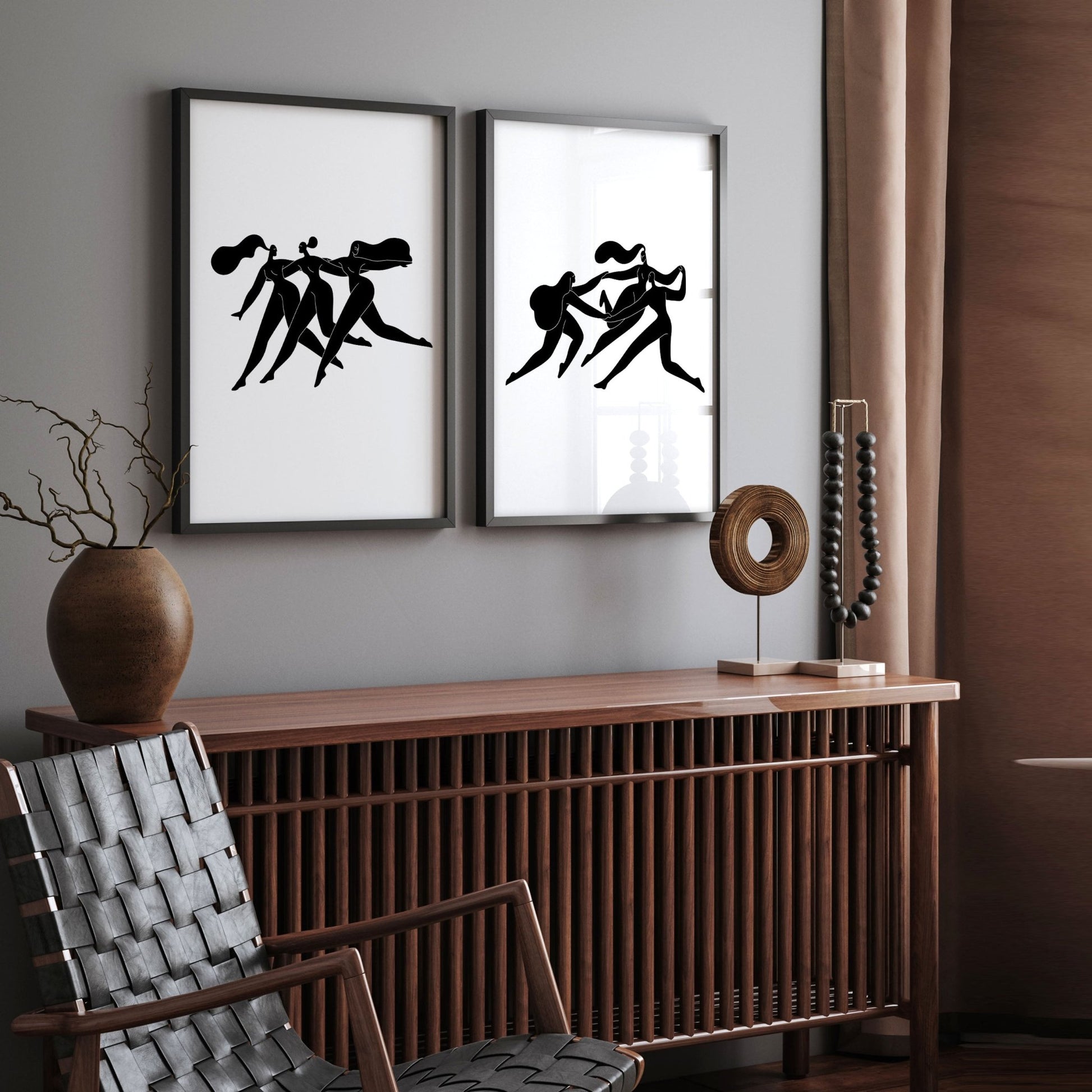 Art For Hallway | Set of 2 Boho Women Wall art Prints