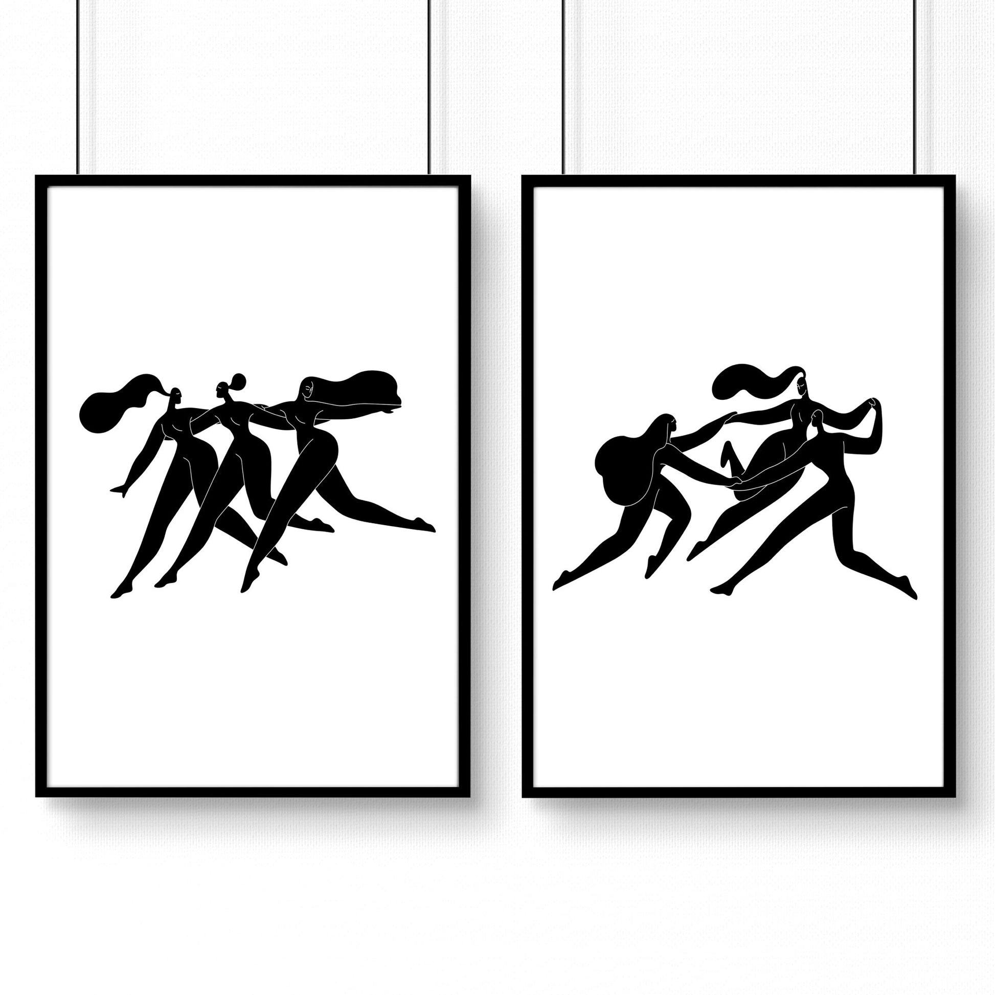 Art For Hallway | Set of 2 Boho Women Wall art Prints