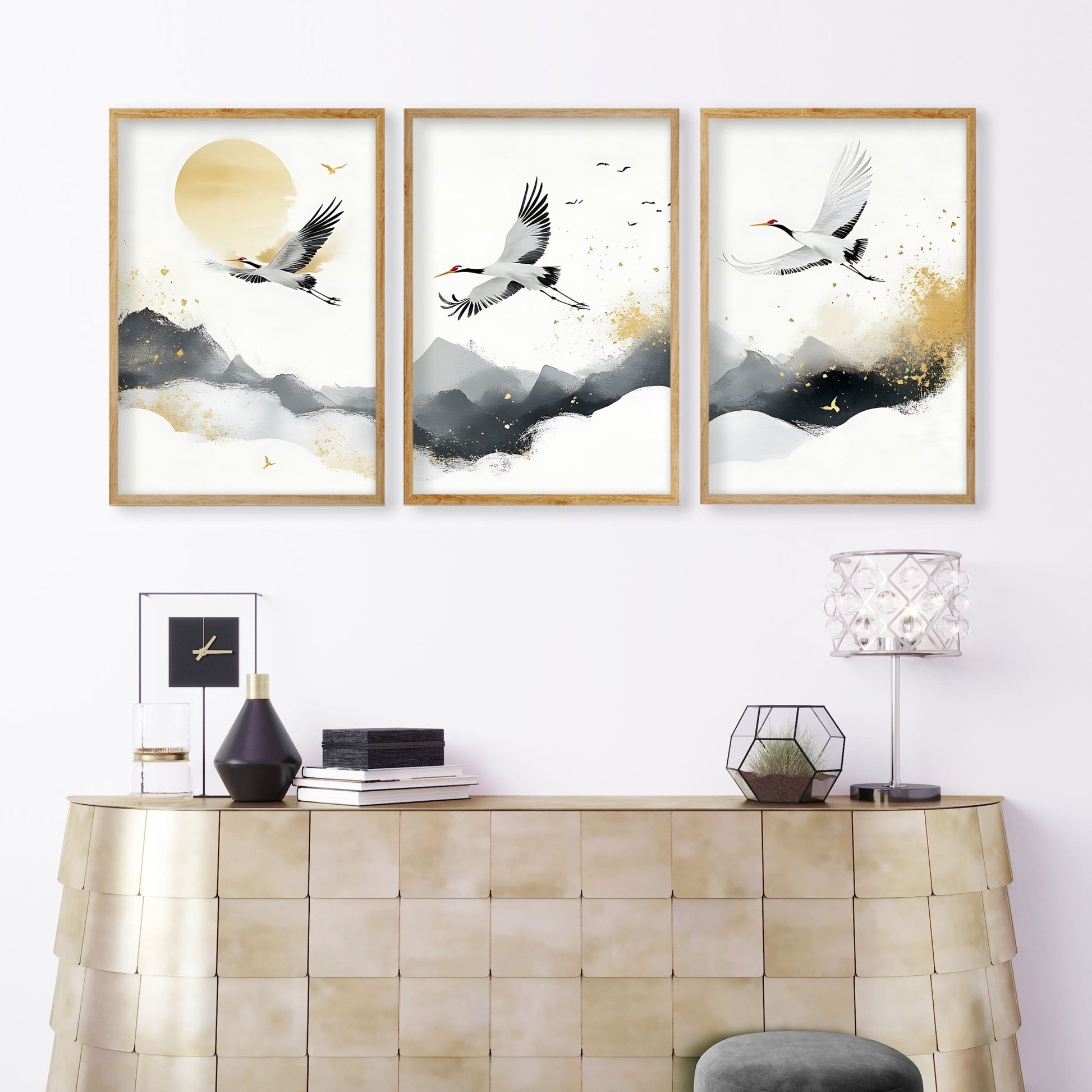 Art For Huge Wall | Set of 3 Asian Inspired Wall art Prints