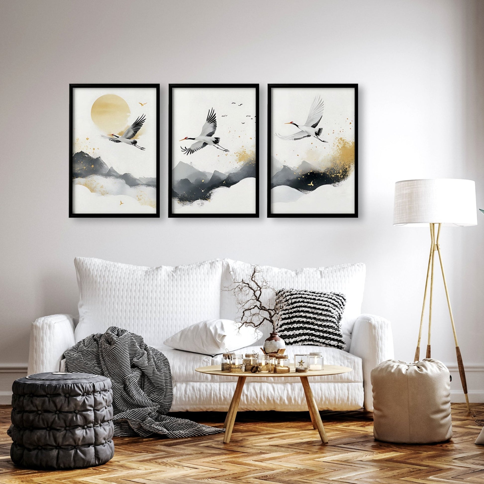 Art For Huge Wall | Set of 3 Asian Inspired Wall art Prints