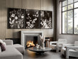 Art For Living Room Wall Mink Botanical Dark Floral wall art displayed on a wall in a styled room — view 12