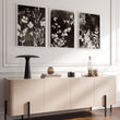 Art For Living Room Wall Mink Botanical Dark Floral wall art displayed on a wall in a styled room — view 13