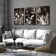 Art For Living Room Wall Mink Botanical Dark Floral wall art displayed on a wall in a styled room