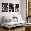 Art For Living Room Wall Mink Botanical Dark Floral wall art displayed on a wall in a styled room — view 3