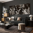 Art For Living Room Wall Mink Botanical Dark Floral wall art displayed on a wall in a styled room — view 4