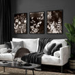 Art For Living Room Wall Mink Botanical Dark Floral wall art displayed on a wall in a styled room — view 7