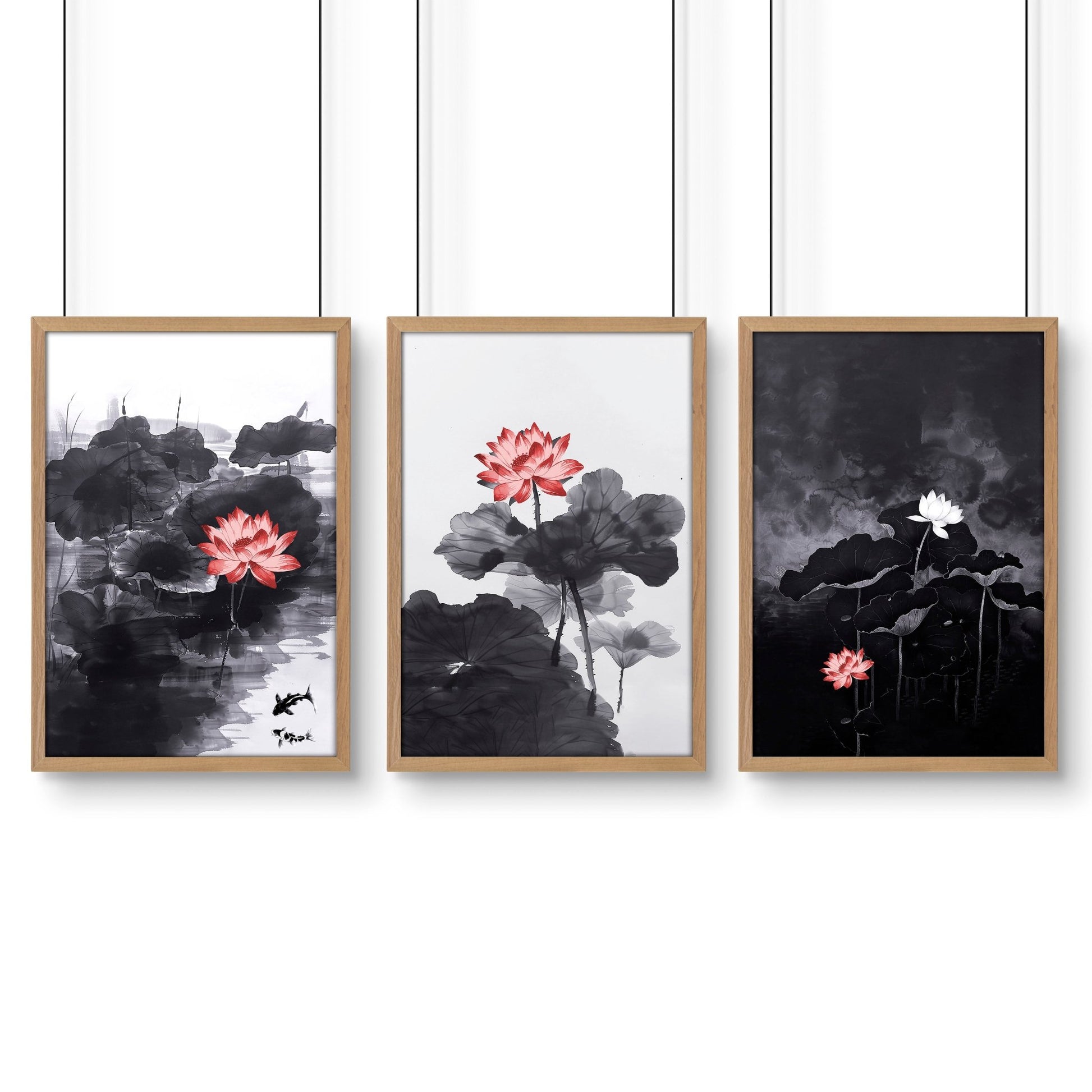 Art Modern Prints | Set of 3 Asian Inspired Wall art Prints