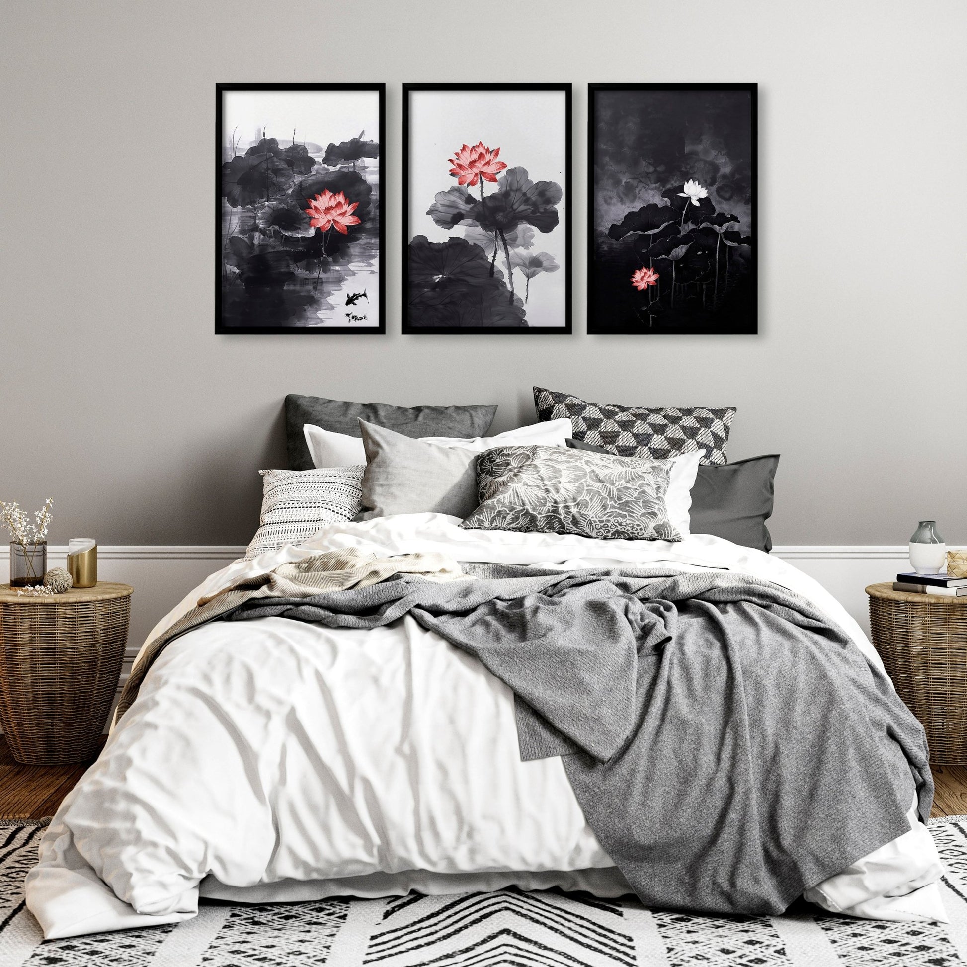 Art Modern Prints | Set of 3 Asian Inspired Wall art Prints