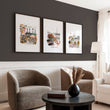 Paris Travel Art Pieces for Wall | Beige, Coral & Grey Illustrated Scenes | 