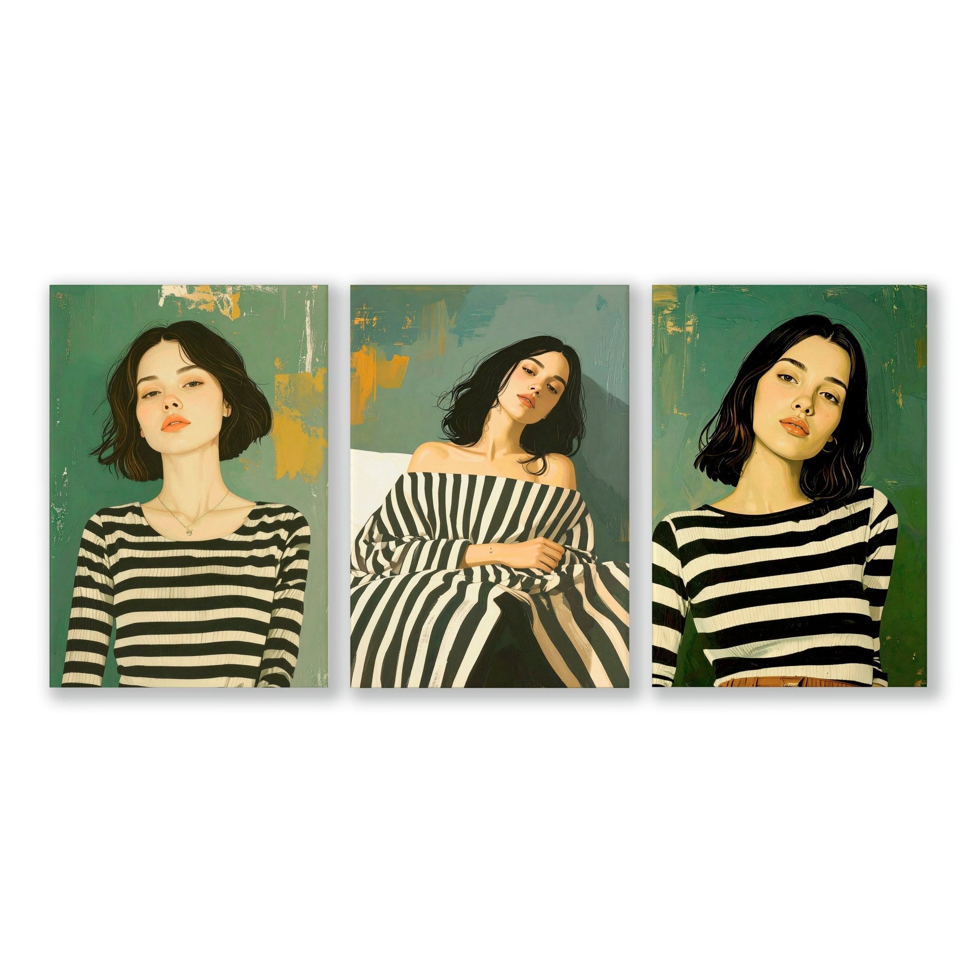 Art Print For Living Room | Set of 3 Boho Women Wall art Prints