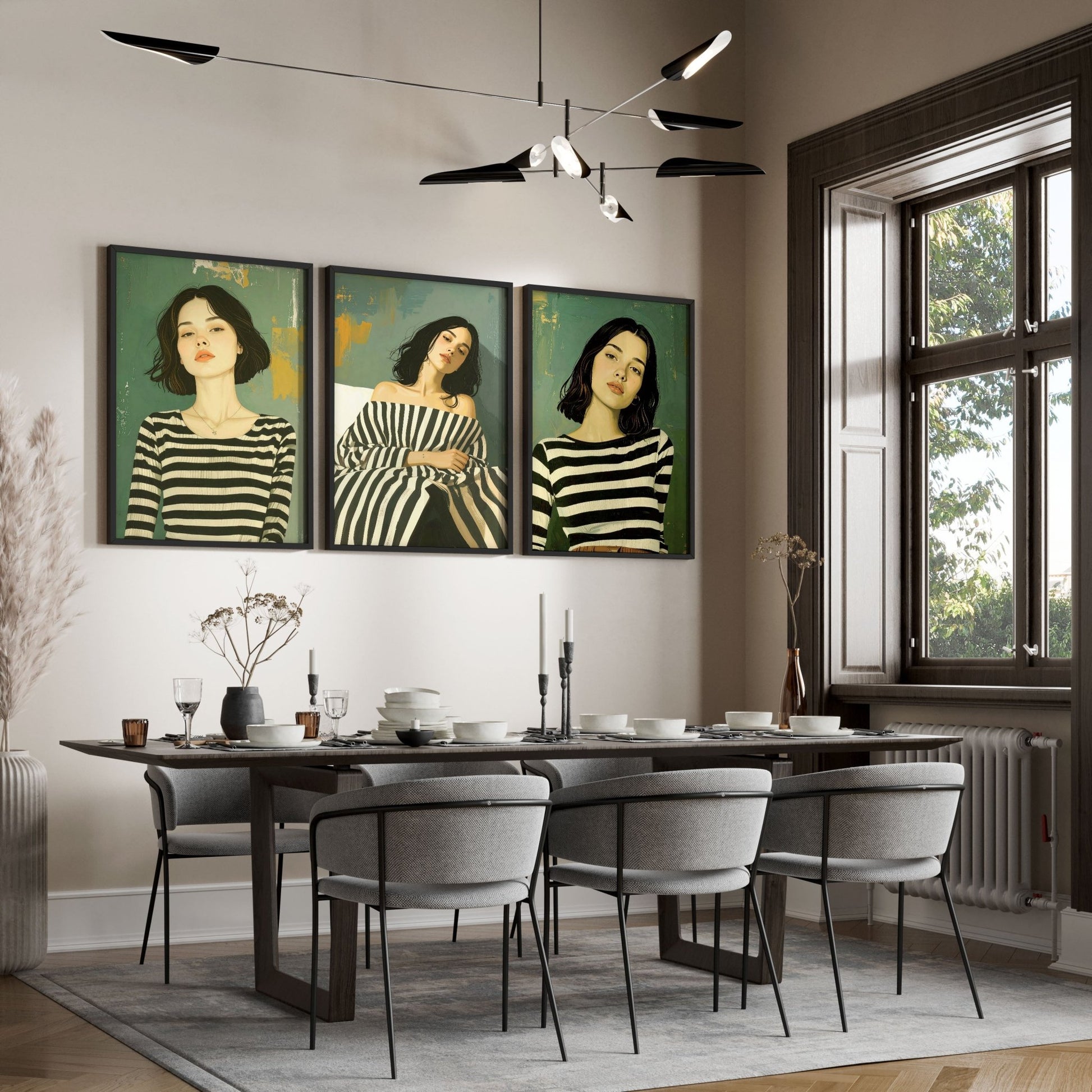 Art Print For Living Room | Set of 3 Boho Women Wall art Prints