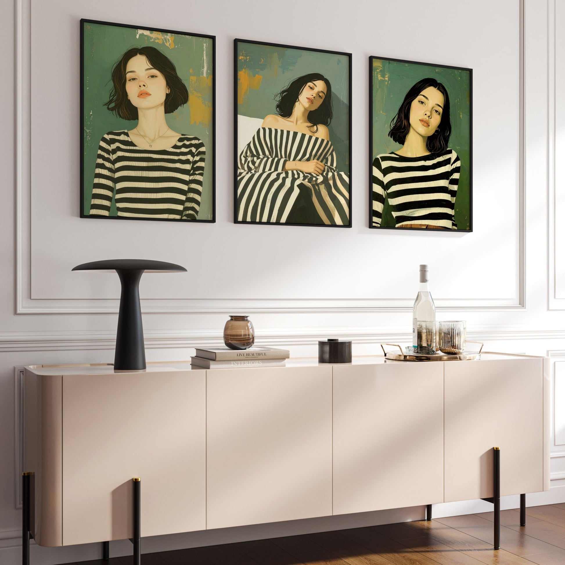 Art Print For Living Room | Set of 3 Boho Women Wall art Prints