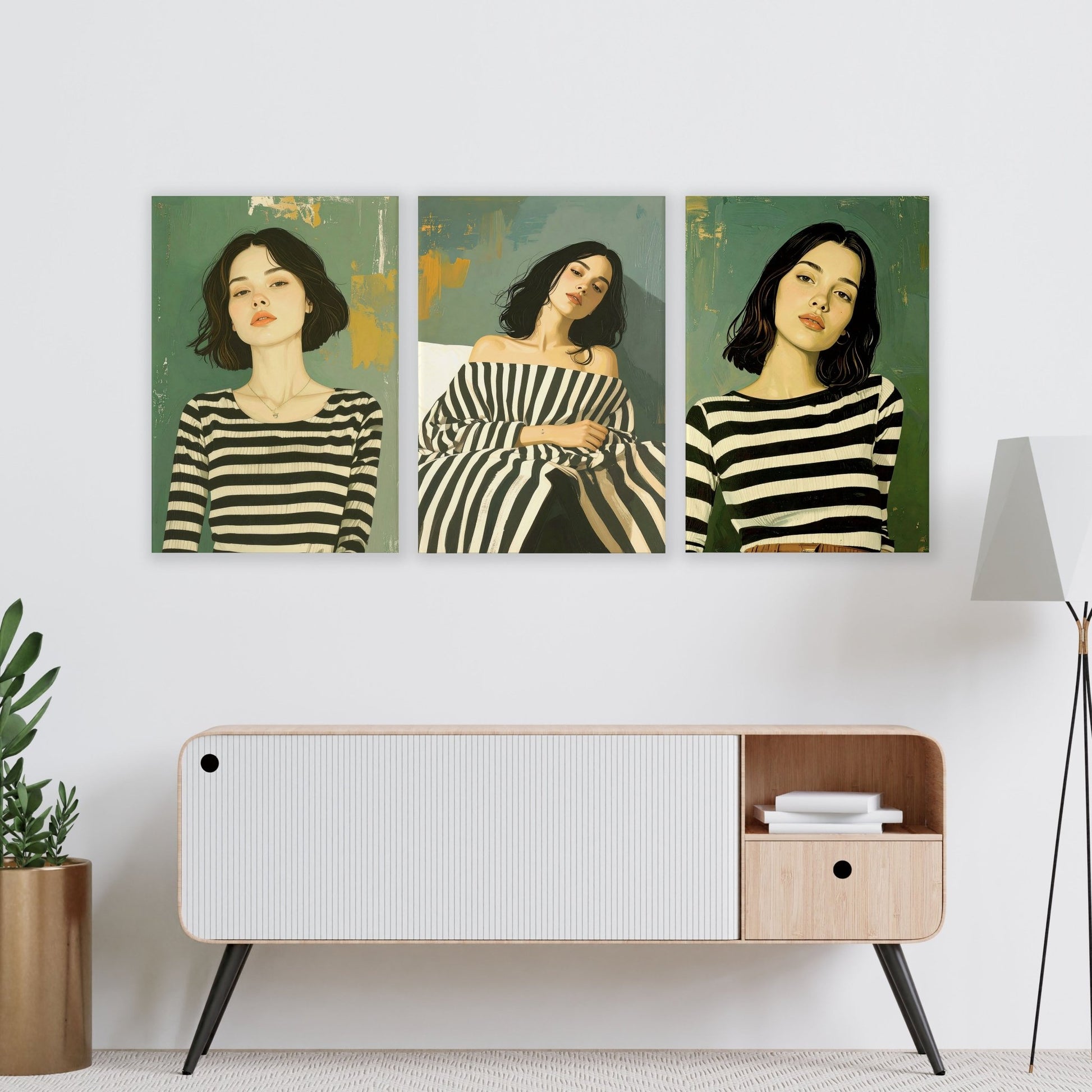 Art Print For Living Room | Set of 3 Boho Women Wall art Prints