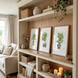 Art wall art Green Lemon Tree Watercolour | French Country Mediterranean Wall Art displayed on a wall in a styled room — view 3