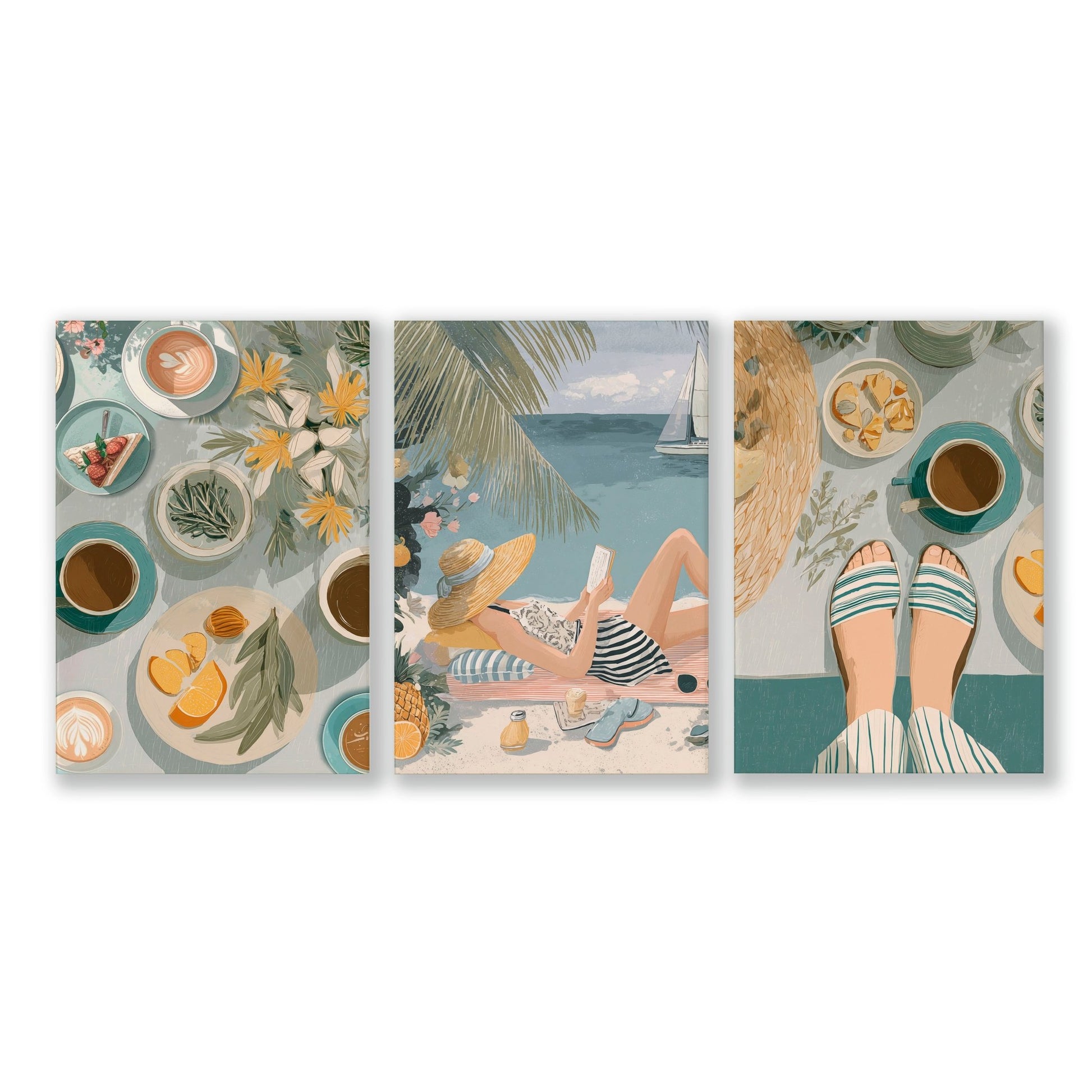 Art Print With Frame | Set of 3 Italian Lifestyle Wall art Prints