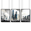 Art Prints Contemporary | Set of 3 Urban Skyscrapers Wall art Prints