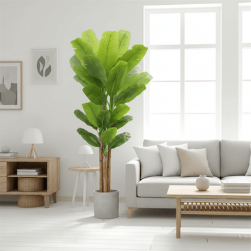 Artificial Banana Leaf Plant with Triple Stalks,Faux Banana Silk Tree,Tropical Fake Leaves Plants Indoor for Home Office