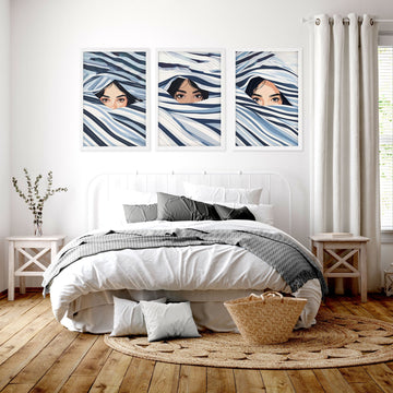Artwork For Bedroom Wall | Set of 3 Boho Women Wall art Prints