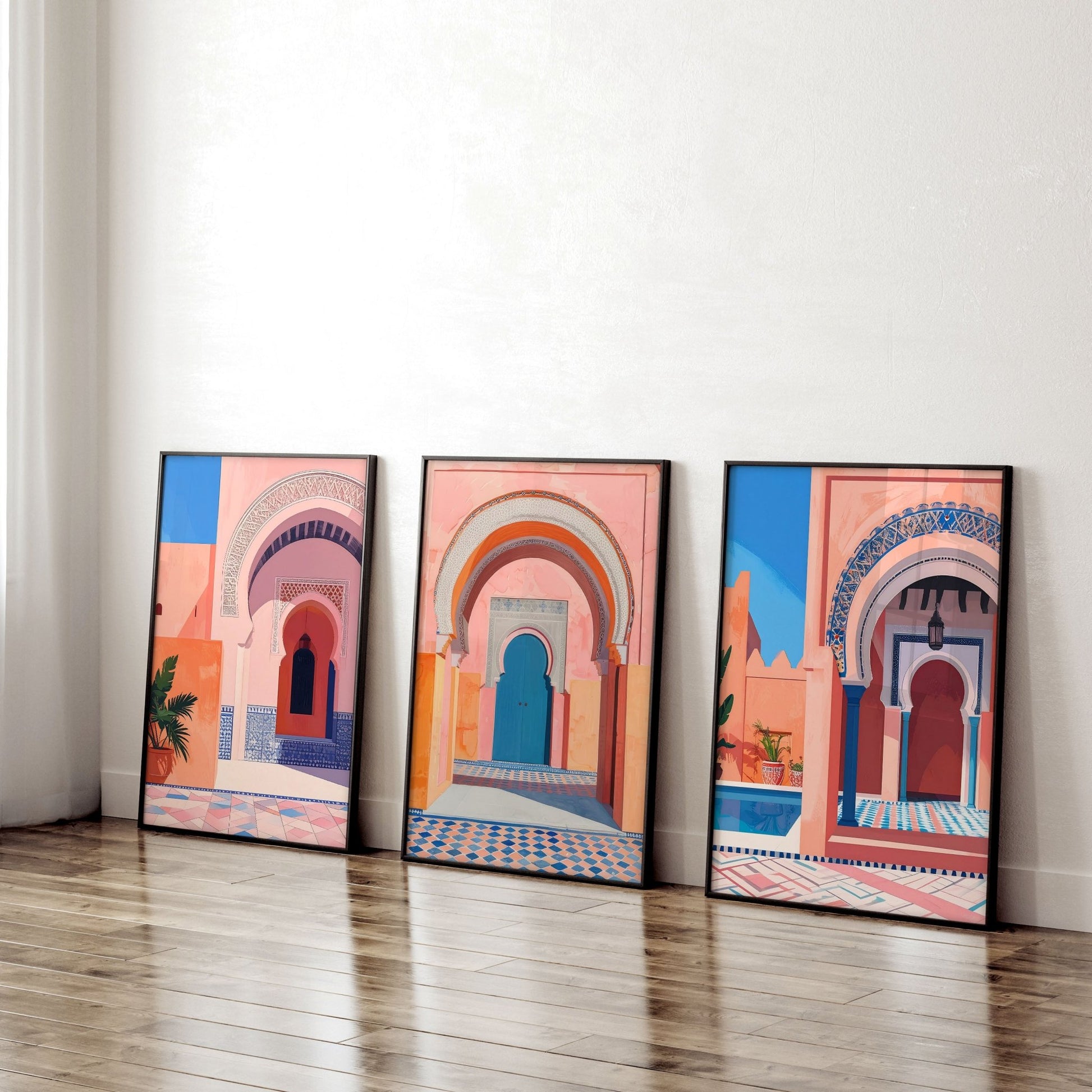 Artwork For Home Office | Set of 3 Moroccan Inspired Wall art Prints