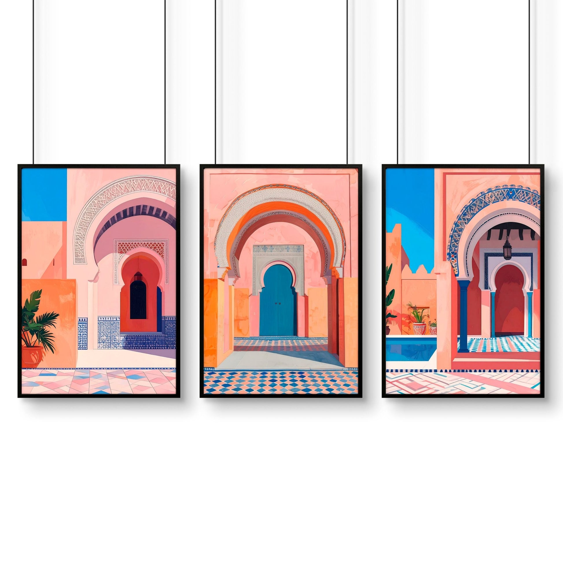 Artwork For Home Office | Set of 3 Moroccan Inspired Wall art Prints
