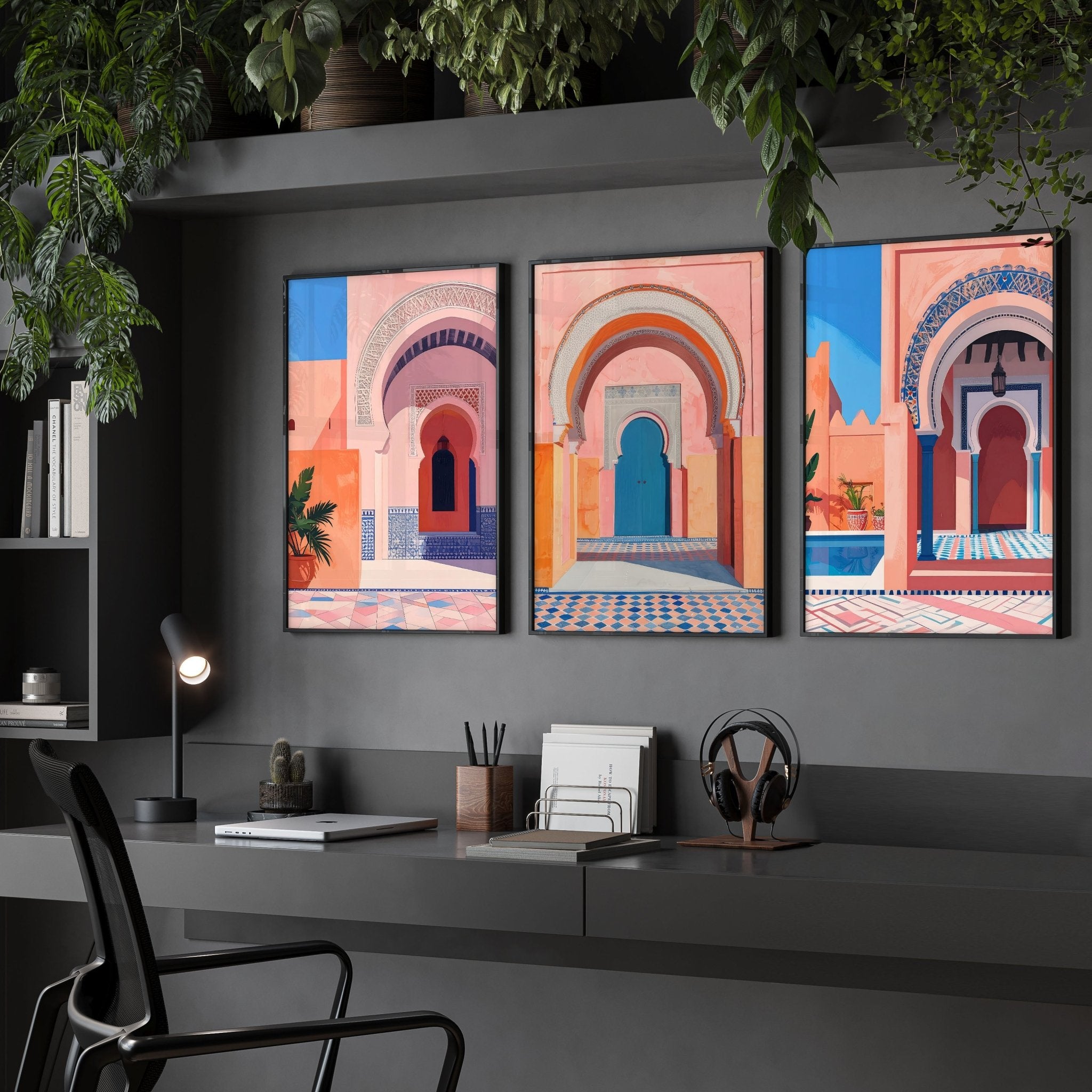 Artwork For Home Office | Set of 3 Moroccan Inspired Wall art Prints
