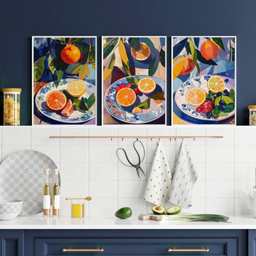 Artwork For Kitchen | Set of 3 Citrus Wall art Prints