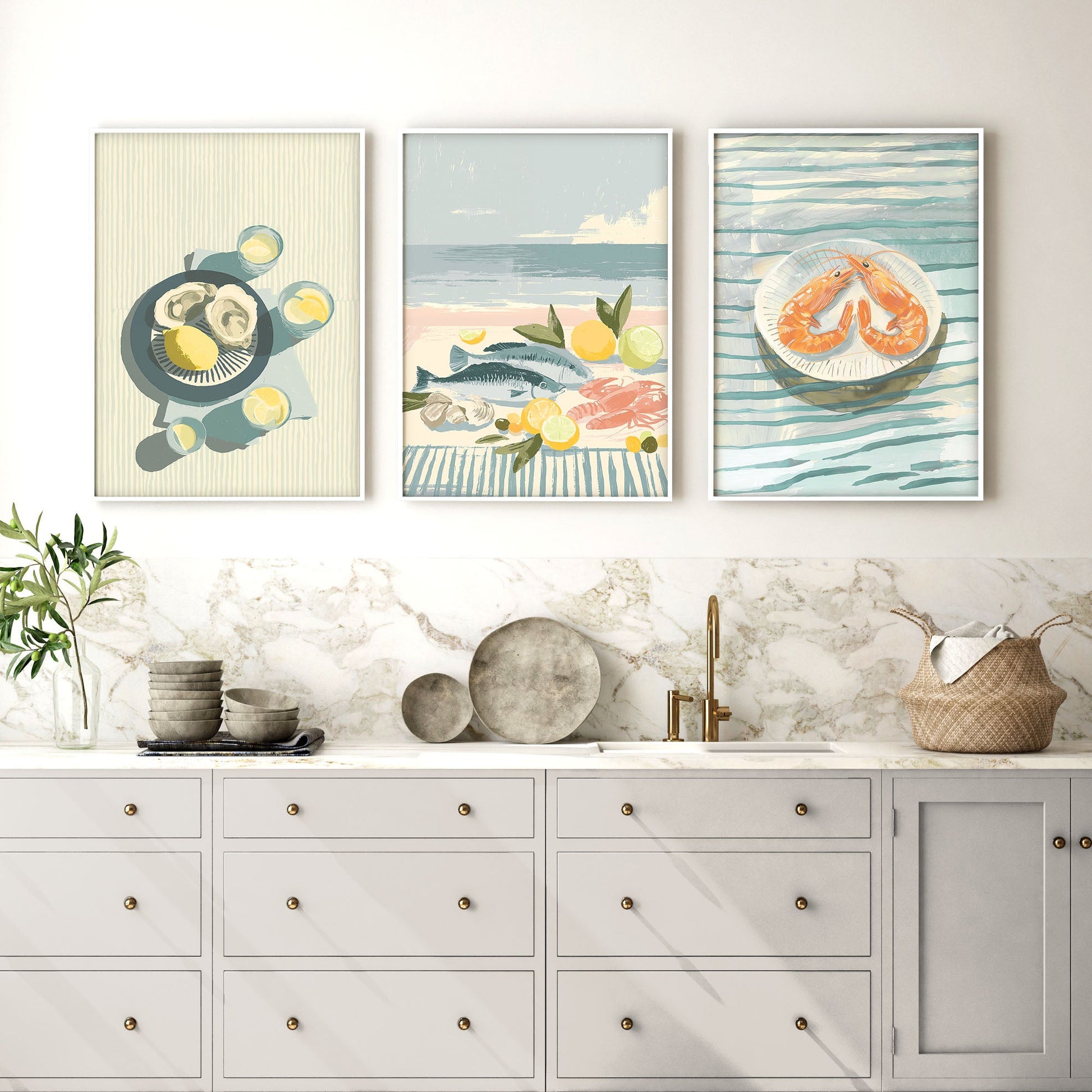 Artwork For Kitchen Wall | Set of 3 Italian Lifestyle Wall art Prints