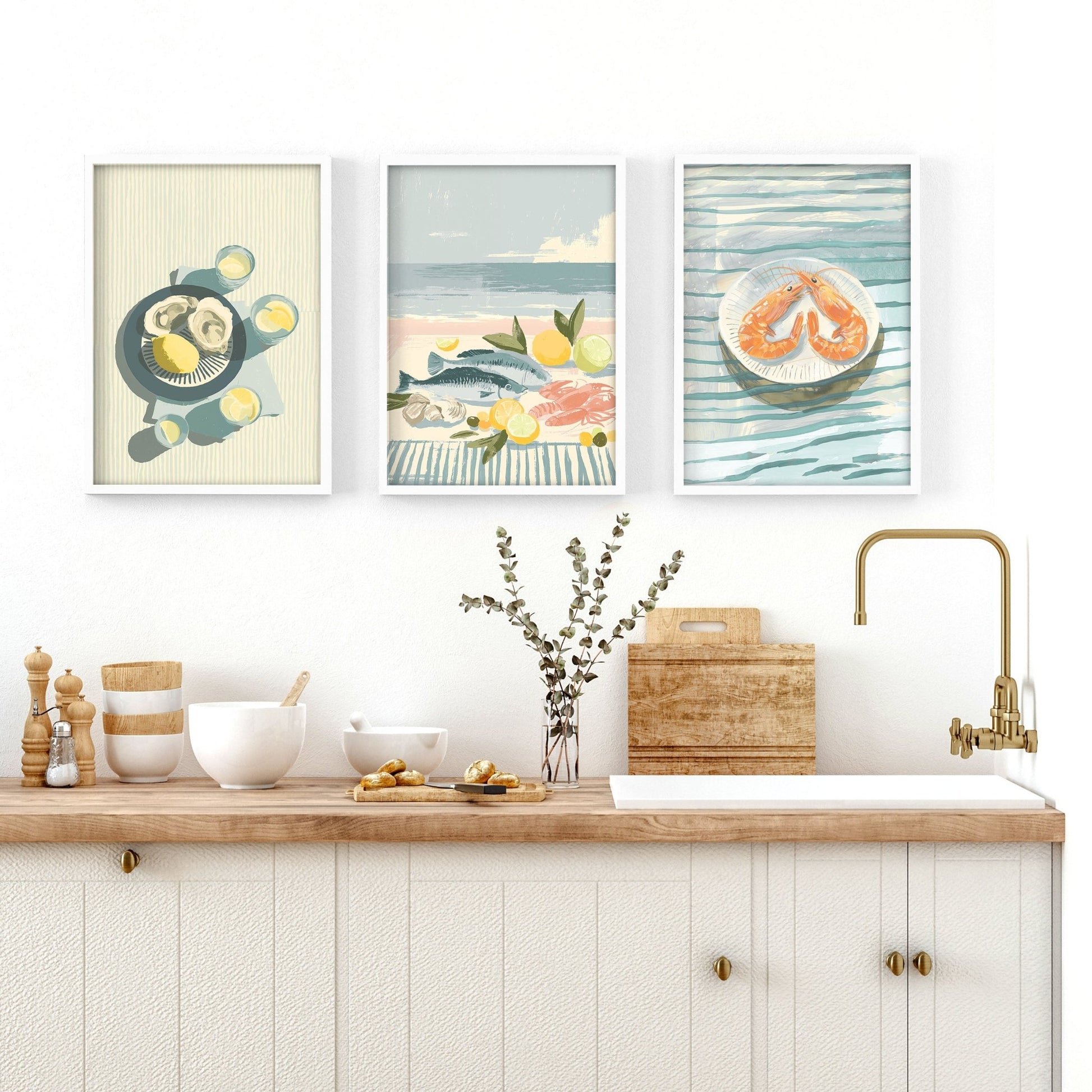 Artwork For Kitchen Wall | Set of 3 Italian Lifestyle Wall art Prints