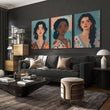 Artwork For Living Room Walls | Set of 3 Boho Women Wall art Prints